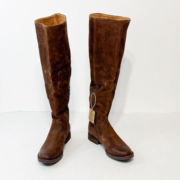 Born Shoes - Born Britton Rust NWB Sz 8.5 Distressed Over the Knee Leather Riding Boot